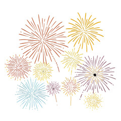 Colorful Fireworks Illustration Against A Black Transparent Background