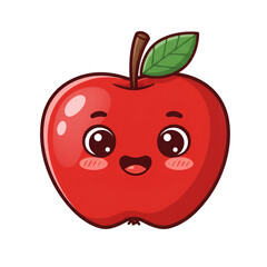 Obraz premium Cute Cartoon Apple With Red Color and Happy Face Isolated Illustration