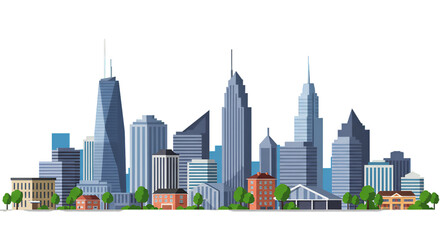 Fototapeta premium Modern city skyline with skyscrapers