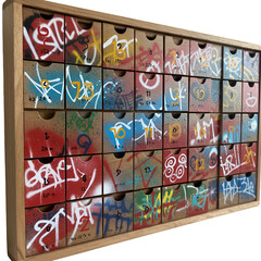 Colorful Graffiti Art Advent Calendar Isolated on Transparent Background