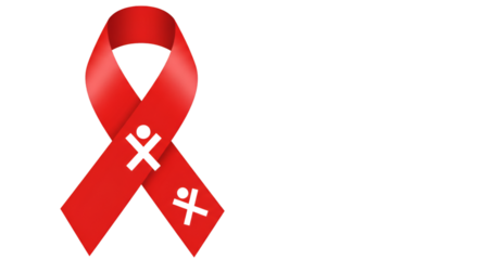 Red awareness ribbon with additional symbols