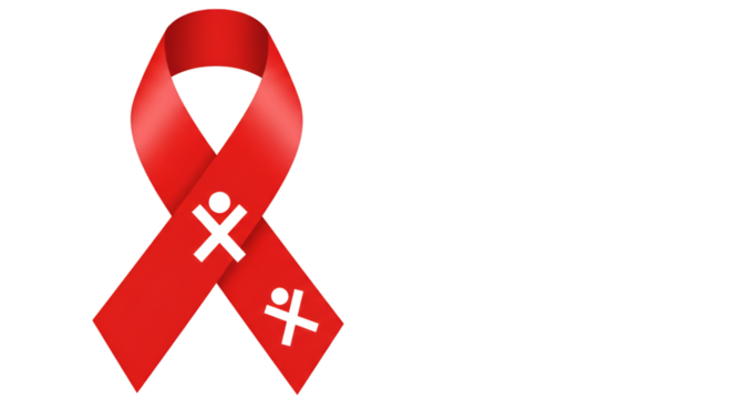 Red awareness ribbon with additional symbols