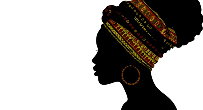 Portrait with Colorful Headwrap and Obscured Face, Silhouette