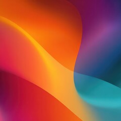 Abstract orange, purple, and blue wave design; background blur; website header