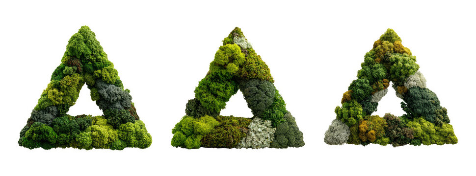 Triangular Shapes Made of Greenery on Transparent Background