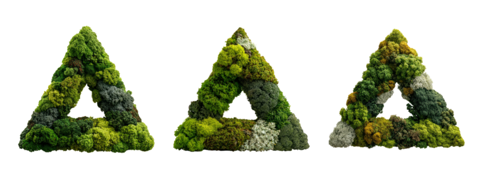 Triangular Shapes Made of Greenery on Transparent Background