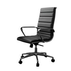 Fototapeta premium High Back Black Leather Office Chair Isolated On Transparent Background