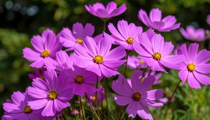 Obraz premium Radiant Cosmos Flowers in Full Bloom, a Delightful Display of Floral Beauty