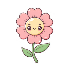 Cute Cartoon Flower Illustration Isolated on Transparent Background