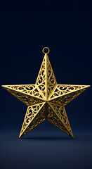 Obraz premium Golden Star Ornament on Dark Background 3d Illustration Photo