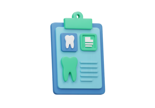 Dental Clipboard Illustration with Teeth Symbols on a Transparent Background
