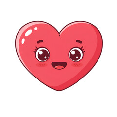 Cute Cartoon Heart Illustration with Pink Blush and Smiling Face