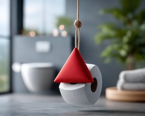 Toilet paper and red triangle