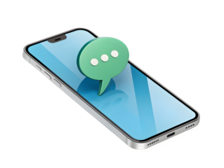 Smartphone with a green speech bubble notification on screen