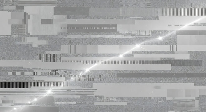 A glowing light stream travels diagonally across a gray background with a digital glitch effect. - Powered by Adobe