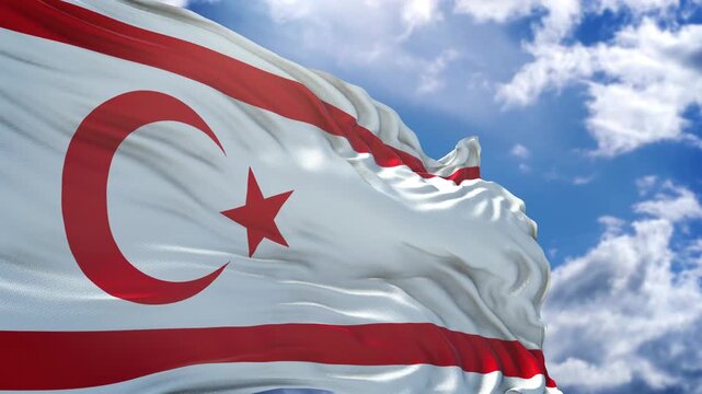 flag of Northern Cyprus. Northern Cyprus flag close up. Northern Cyprus flag endless loop.
