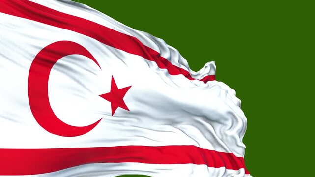 flag of Northern Cyprus. Northern Cyprus flag close up. Northern Cyprus flag endless loop. green screen - Powered by Adobe