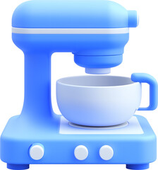 一个蓝色的3D卡通厨师机