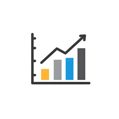 Illustration Of Colorful Chart Graphics With Upward Arrow Showing Growth