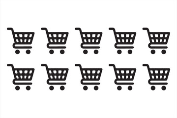 Vector Shopping Symbols – Basket, Trolley, Cart for Online Marketplaces


