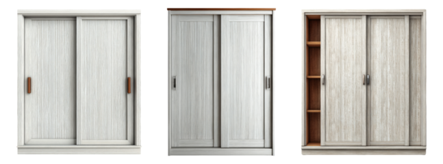 Collection of Modern Sliding Door Closets on Transparent Background