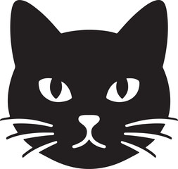 Obraz premium Simple black cat face silhouette design