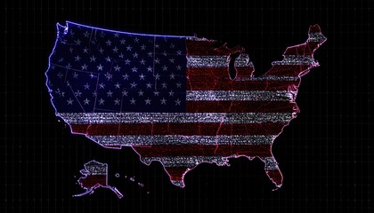 USA map with flag design