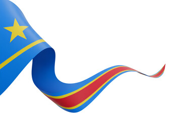 Democratic Republic Of The Congo National Flag Ribbon Isolated On Transparent Background