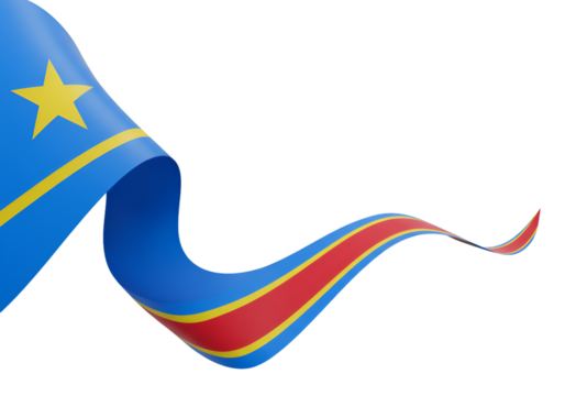 Democratic Republic Of The Congo National Flag Ribbon Isolated On Transparent Background