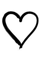 Illustration of a Black Brushstroke Heart Shape on a White Isolated Background