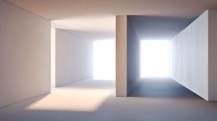 Minimalist architecture with bright light effect