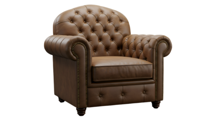 Detailed Leather Armchair Illustration With Brown Colors and Isolated Background