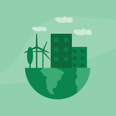 Eco friendly city on half of the earth.