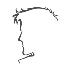 Face profile view. Elegant silhouette of male head. Beautiful man portrait. Thin line style