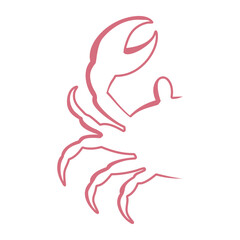 Fototapeta premium Crab drawn by graphic line. Seafood shop logo, signboard, restaurant menu, fish market, banner, poster design template. Fresh seafood or shellfish product. Flat design
