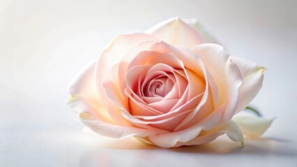 Fototapeta premium A delicate rose with soft petals and gentle curves on a plain white background