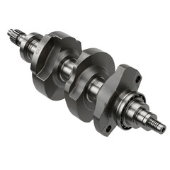 Isolated 3D Realistic Illustration of a Steel Crankshaft on Transparent Background