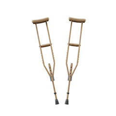 Illustration of Two Wooden Crutches on Transparent Background Isolated Healthcare Aid