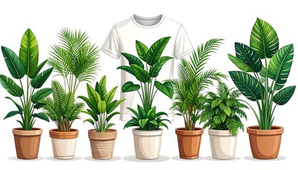 Obraz premium Assorted potted plants and a white shirt