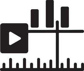 Silhouette vector of video editor timeline icon, representing media editing, film production, and digital content creation.