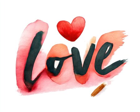 Naklejki Watercolor word art of "love