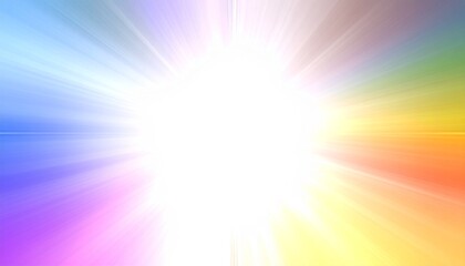 Obraz premium Vibrant rainbow light burst radiates positive energy and hopeful beginnings, perfect for inspirational projects