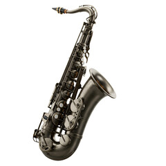 Isolated Bronze Saxophone Illustration on Transparent Black Background