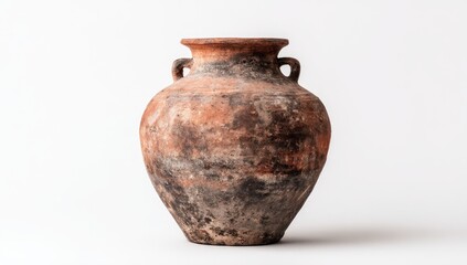 Aged terracotta jug, weathered and worn