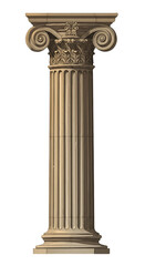 Obraz premium Isolated 3D Illustration of a Detailed Antique Stone Column on a Transparent Background