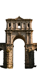Obraz premium Isolated Architectural Archway Illustration with Stone Structure on Black Background