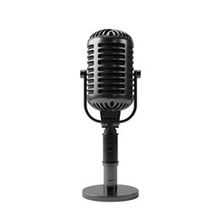 Isolated 3D Render of Retro Microphone on Transparent Background