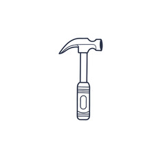 Simple outline drawing of a claw hammer isolated on white background