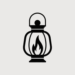 Minimalist Candle Silhouette with Flame Icon
