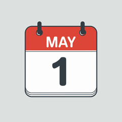 May 1 Calendar Icon Labour Day Illustration
